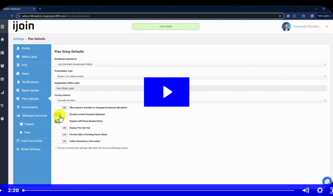 How to Set Up Plan Default Settings